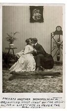 vintage 1900s man & woman kissing portrait RPPC photo postcard another monopoly picture