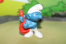 The Smurfs Lute Smurf Red Middle Ages Music Instrument 20013 Vintage Figurine picture