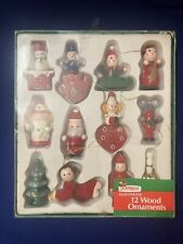 Vintage Set of 12 Handpainted Joybrite Wooden Christmas Ornaments picture