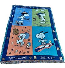 Vtg Danbury Mint Peanuts Snoopy Sports Cotton Afghan Throw Blanket Made in USA picture