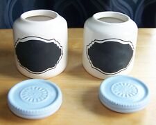Anthropologie Biscuit small spice jar chalkboard blue lid set of 2 ceramic picture