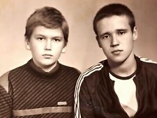1980s ORIGINAL Snapshot Handsome Guys Men Students Vintage B&W Photo picture