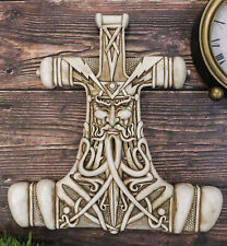 Norse Thor Viking God Of Thunder Mjolnir Hammer Wall Decor Plaque Figurine picture