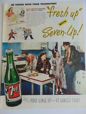 1947 SEVEN - UP Vintage kitchen happy family Drink 7-up vintage art print ad picture