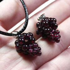 Natural Garnet Stone Bead Crystal Amaranth Grape Pendant Necklace Amulet Healing picture
