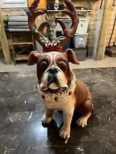Large Vintage English Bulldog Christmas Holiday Statue 24” Tall picture