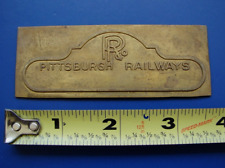 Rare 1940's-50's Vintage Pittsburgh Railways Train Collector Brass Plate w/logo picture