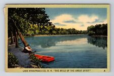 Lake Winnipesaukee NH-New Hampshire, Fishing on Bank c1943 Vintage Postcard picture