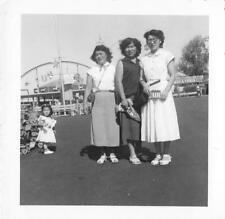 1940s B&W Snapshot Photo Asian American Woman At Carnival California Rare picture