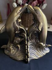 Vintage Brass Dolphin Book Ends 1975 SCC Nautical Ocean Beach 7 3/4” H X 5”  W picture