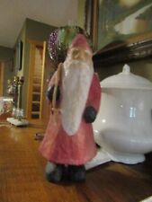 antique Vintage Paper-Mache Santa napsack on back with twigs artist made 16 in picture