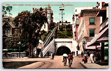 Old Antique Vintage Postcard Angel's Flight Tunnel Los Angeles California USA picture