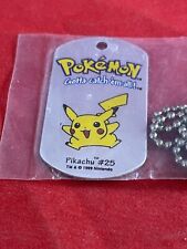 Vintage 1999 Pokemon Pikachu  Dog Tag w/ Necklace Chain NINTENDO- New Old Stock picture
