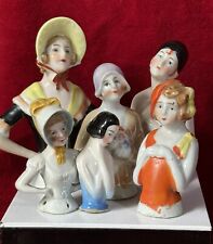 Lot of 6 Vintage Porcelain Half Dolls Pin Cushion Half Dolls Germany/Japan picture