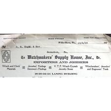 1922 WILKES-BARRE PENNSYLVANIA WATCHMAKER SUPPLY HOUSE INC BILLHEAD INVOICE Z128 picture