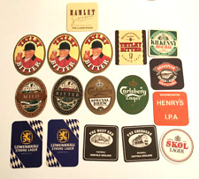 Vintage Beer Bar Coaster  Lot  of 17 TETLEY LOWENBRAU CARLSBERG  KILKENNY SKOL picture
