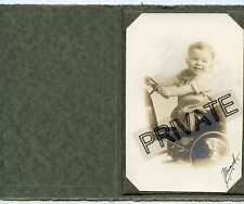 Antique Photo In Folder - 1927-  Little Boy in Pedal Car - 5 3/4