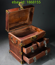 10″ Exquisite natural rosewood handmade three bucket cabinet Jewelry box Storage picture