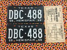 1968 TEXAS Passenger LICENSE PLATES  DBC488 picture