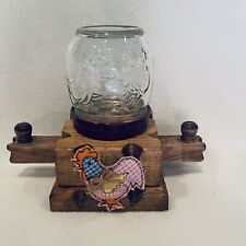 Vintage Handmade Wooden Candy Dispenser Mason Jar W/ Rooster picture