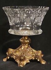 Fabulous Vintage Cut Crystal Footed Compote With Ornate Brass Base Marked BM313 picture