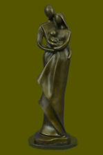 REAL BRONZE FAMILY FIGURINE ART CRAFT SCULPTURE HAND CRAFTED MARBLE FIGURINE picture