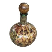 Vintage 60s Italian World Map Leather Covered Decanter picture