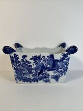 Victoria Ware Ironstone Planter English Country 9.5 X 7 X 5 Blue On White picture