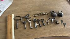 Vintage German & ACE Mini padlocks; Lot of 10 Keys plus key ring with 4 keys picture