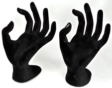 Halloween Black Hand Set of 2 Felt Flocked Plastic Cute Spooky Decor picture