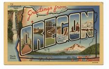 Greetings From Oregon - Linen Large Letter Postcard picture