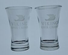 Pair of Viking River Cruises Etched Shot Glasses 3 1/2