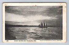 Traverse City MI-Michigan, Sailing Boat at Sunset Traverse Bay Vintage Postcard picture