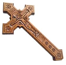 Decorative Hutsul Catholic Orthodox Wooden Wall Cross Crucifix with JESUS CHRIST picture