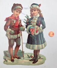 Freihoff West Germany Vintage Paper Die Cut Scraps Boy & Girl Christmas Ernst  picture