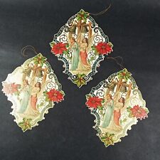Vintage Large Angels Die Cut Hanging Ornaments Shackman Lot of 3 Bells 1994  hd4 picture