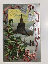 Vintage 1910 Wishing You Merry X mas Divided Back Postcard picture