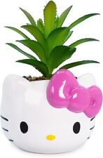 Sanrio Hello Kitty Face 3-Inch Ceramic Mini Planter with Artificial Succulent picture