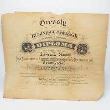 Antique Cressly Business School Diploma McKeesport Pittsburgh PA 1898 picture
