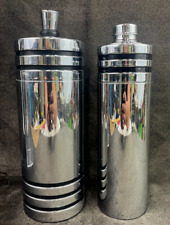 Cocktail Shakers set of 2 - Chase & Evercraft Chrome Art Deco Vintage Barware picture