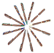 Slimline Ballpoint pen with Layered Multi-Colored Diagonally Cut Wooden Barrels picture
