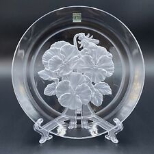 Hoya T. Yamamoto Flower of the Month March Pansies Engraved Crystal Relief Plate picture