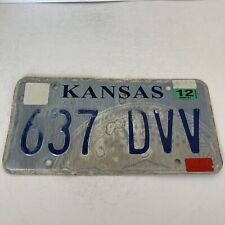2012 Kansas License Plate 637 DVV Blue White Collector Man Cave Garage picture
