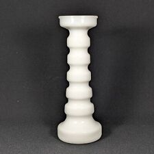 1978 Anchor Hocking Candlestick Bud Vase Hooped Milk Glass White MCM picture