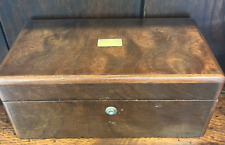 VINTAGE MAHOGANY CIGARETTE/CIGAR HUMIDORE BOX WITH BONE INLAY picture