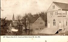 Antique Postcard Mt. Airy Maryland Masonic Hall M E Church and Public School picture