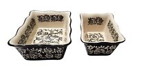 RARE 2  Black Flowers Floral Set Paisley Henna design Rectangle Bakers  Dish  picture