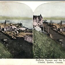 1900s Quebec City Canada Citadel Dufferin Terrace Fairmont Hotel Stereo Card V11 picture