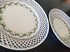 ANTIQUE 1800s ROYAL VIENNA PIERCED RETICULATED PLATE BOWL LEAVES BERRIES AUSTRIA picture