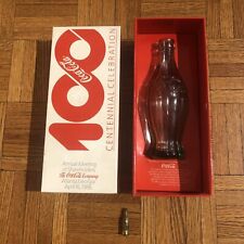 Vintage 1986 Coca Cola 100 Centennial Shareholders Root Glass Bottle + Mini picture